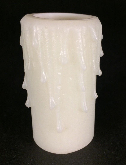 NEW 2" IVORY PolyBeesWax Chandelier Candelabra Candle Cover with DRIPS #CC900I - Stone Door Lamps
