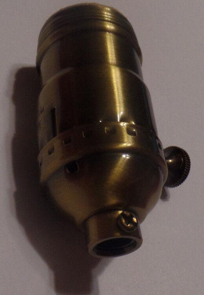 3 - way Uno Thread Antique Brass Early Electric Industrial Style Lamp Socket 270A - Stone Door Lamps