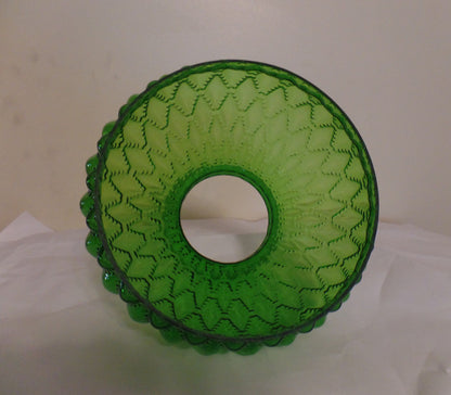 NEW 7" Diamond Quilted Dark Green Glass Oil Student Lamp Shade Crimp Top  #PS665