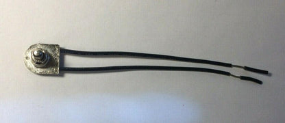 New On/Off Nickel Plated Push Canopy Switch, 5/8" Shank, 6" Wire Leads CS407N - Stone Door Lamps