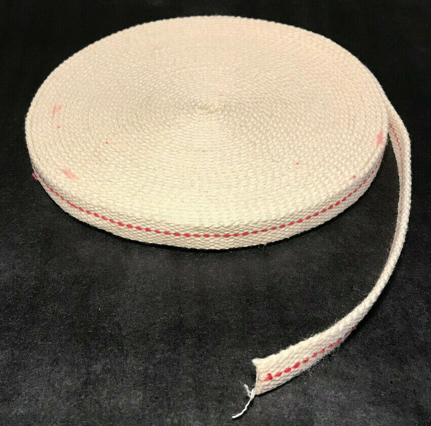 New 3/8" Wide, Cotton Wick w/ Red Stripe For Dietz Lantern, Sold By Yard #WY932