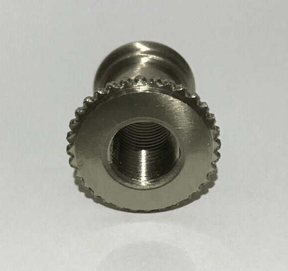 New Turned Brass Lamp Neck, Satin Nickel Finish, 1/8F Tap, 7/8" Ht. #BN946SN - Stone Door Lamps