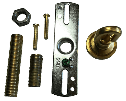 New Unfinished Brass Ceiling Canopy Hardware Mounting Kit With Screw Collar Loop - Stone Door Lamps