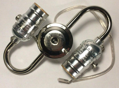 New Wired S - Type 2 - Light Lamp Cluster w/ Pull Chain Sockets, Nickel Finish #412N - Stone Door Lamps