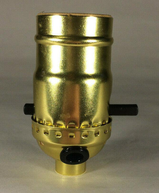 New Push - Thru Lamp Socket With Side Outlet For Cord, Brass Plated, U.L. #CS340 - Stone Door Lamps