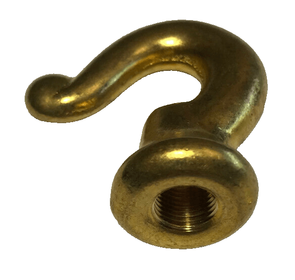 New 1 3/4" Unfinished Cast Brass Lamp Hook With Wire Way, 1/8F Tap #BH936U - Stone Door Lamps
