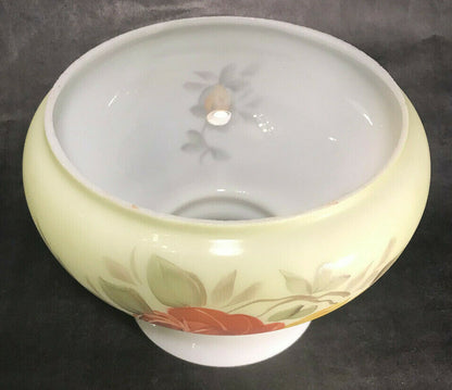 New 7" Opal Glass Student Lamp Shade, Hand Painted Victorian Roses Floral Scene