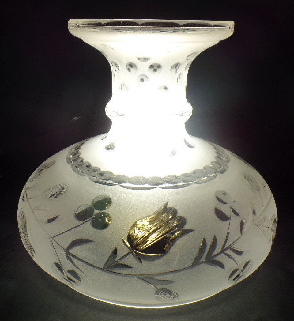 New Astral / Solar Lamp Shade, Hand Cut Engraved Bell Flower Design, 10" Fitter