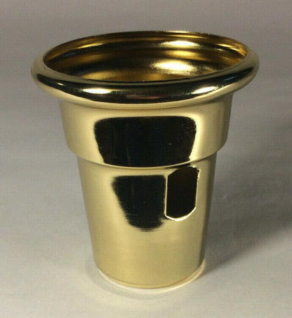 New Brass Plated Swing Arm Cup w/ Side Outlet For Cup Harps, 2 1/2" Tall, #HC772 - Stone Door Lamps
