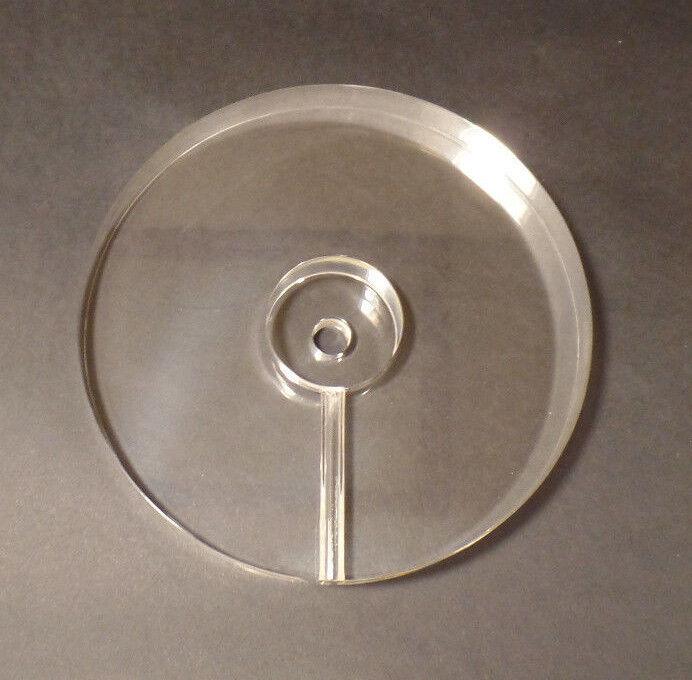 New 4" Diameter Clear Round Acrylic Lamp Base w/ Center Hole & Side Outlet - Stone Door Lamps