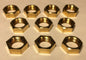 New Lot of 10, Heavy Brass Hexnut Locknut, 1/8F, Lamp Repair, 3/16" Thick #HN726 - Stone Door Lamps