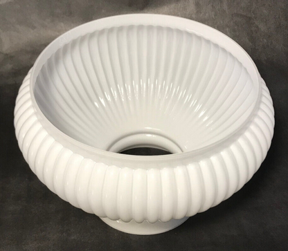 New 7" Clear Over Opal White Cased Glass Ribbed Student Lamp Shade #7S616C
