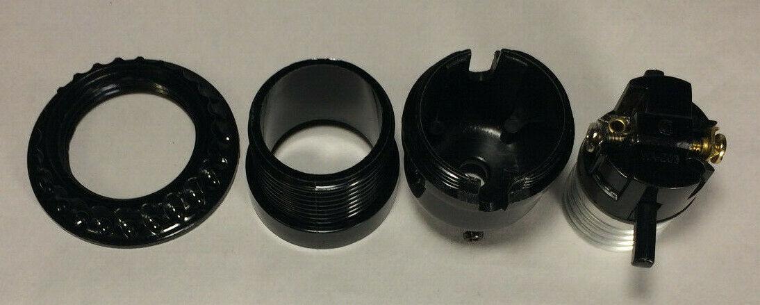 New Phenolic Bakelite On/Off Push - Thru Lamp Socket With Threaded Shell & Ring 83 - Stone Door Lamps
