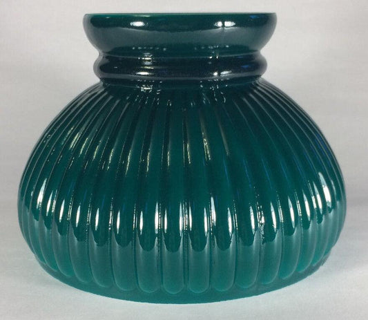 New 6" Dark Green Rib Student Lamp Shade, Painted Green Over Opal USA Made 6S221 - Stone Door Lamps