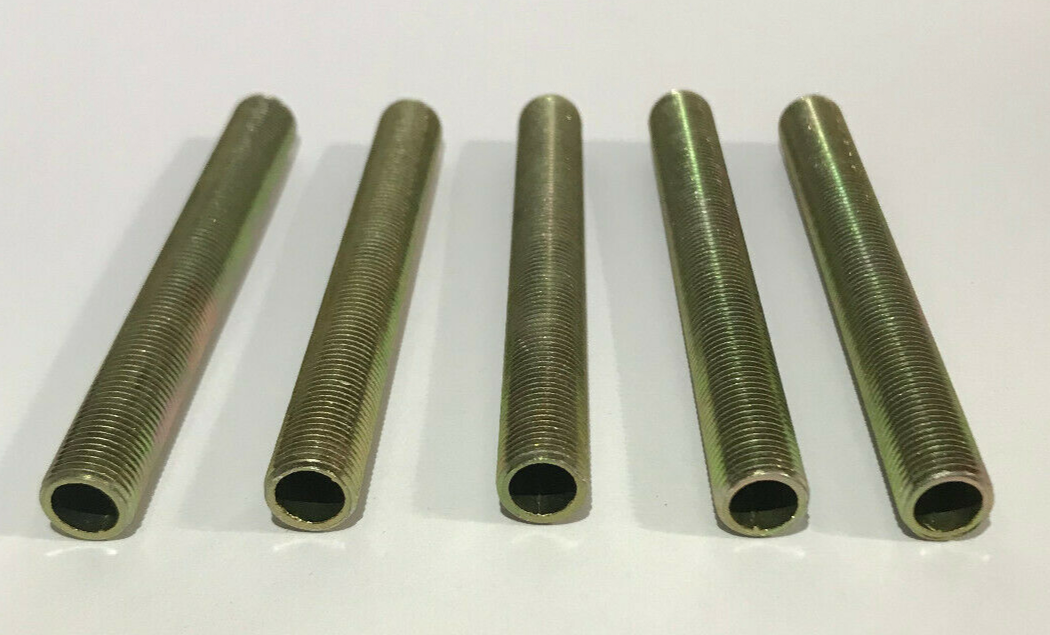 Lot Of 5, 3 1/4" ,1/8 IP Zinc Plated Steel Lamp Nipples 3/8" O.D. Rust Resistant
