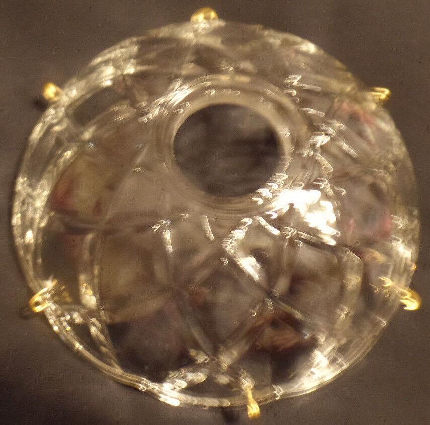 NEW 4" Pressed Glass Round Lamp Prism Chandelier Bobeche w/ 6 Brass Pins #BB906 - Stone Door Lamps