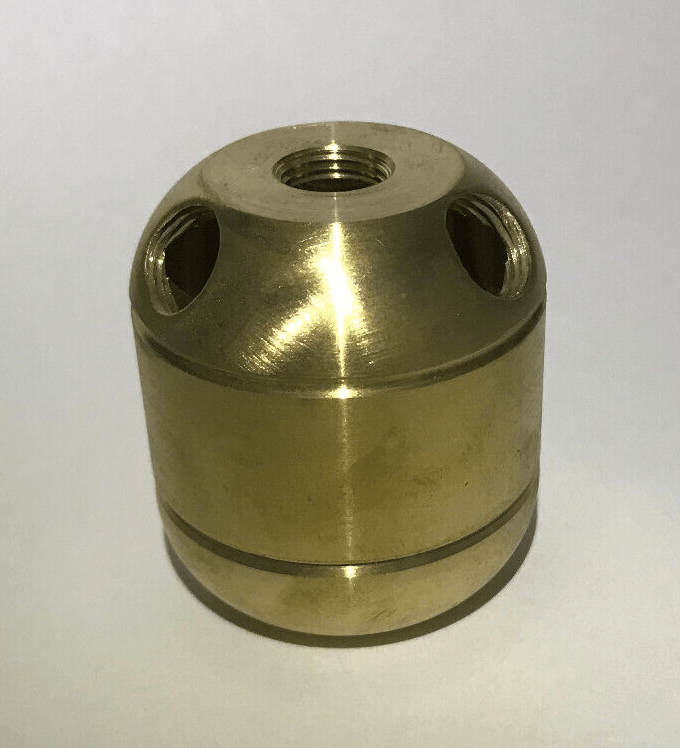 New Large Unfinished Turned Brass 2 Pc. Lamp Cluster Body, 3 Bottom Holes, 1/8F - Stone Door Lamps