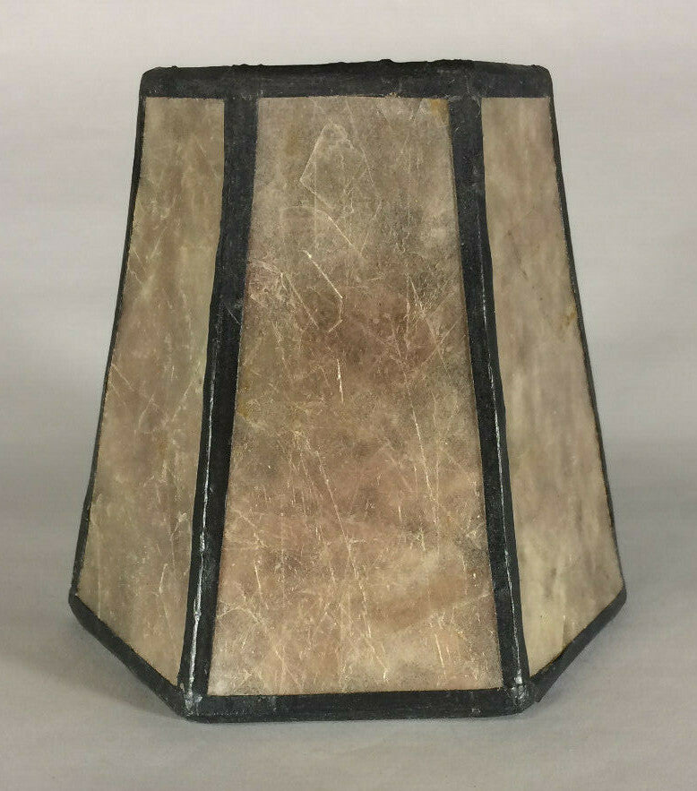2.5"x4"x3.75" Mini Mica Chandelier Shade Parchment Color Hexagon Style Bulb Clip