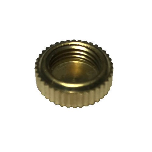 New Unfinished Brass Flat Knurled Bracket Cap, 9/16" dia., Tap 1/8F (3/8") BC704