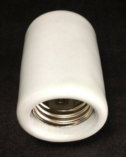 New Twin Medium Base Glazed Porcelain Lamp Socket w/ 1/8 IP Flange Bushing Cap