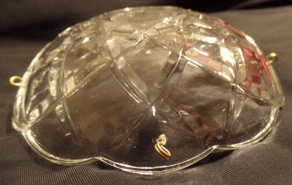 NEW 4" Pressed Glass Round Lamp Prism Chandelier Bobeche w/ 4 Brass Pins #BB900 - Stone Door Lamps