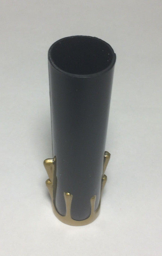 4" HEIGHT BLACK PLASTIC EDISON SOCKET CANDLE COVER W/ GOLD DRIPS, Candelabra