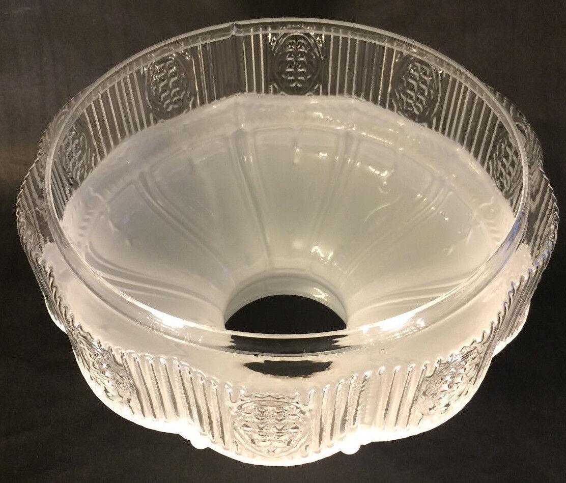 New 10" Glass Oil Lamp Shade Satin White Top Clear Crystal Panel fits Aladdin - Stone Door Lamps