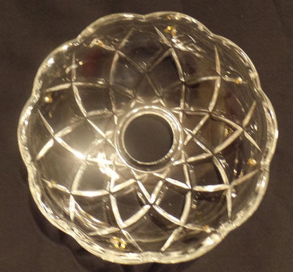 NEW 4" Pressed Glass Round Lamp Prism Chandelier Bobeche w/ 8 Brass Pins #BB909 - Stone Door Lamps