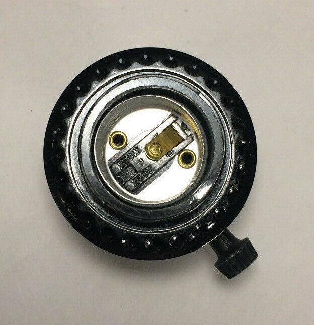 New Phenolic Bakelite On/Off Knob Lamp Socket With Threaded Shell and Ring 684 - Stone Door Lamps