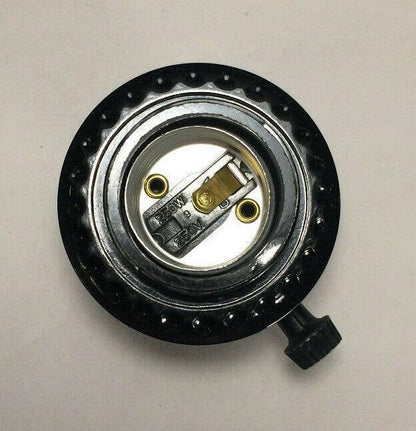New Phenolic Bakelite On/Off Knob Lamp Socket With Threaded Shell and Ring 684 - Stone Door Lamps