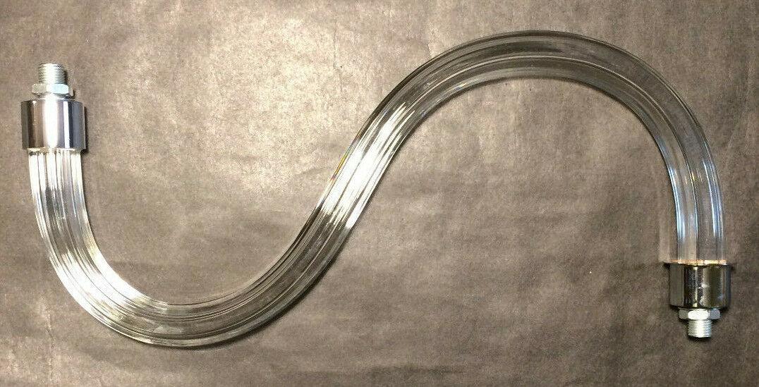 New 10" Fluted Glass Chandelier Arm, Hollow For Wiring, 1/8 IP Threads #FA911 - Stone Door Lamps