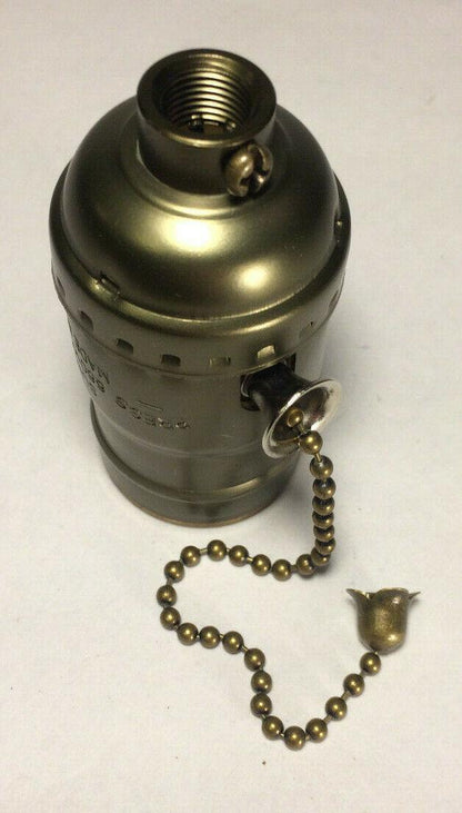 New Pull Chain Lamp Socket (On/Off) Medium Base With Antique Finish SO320A - Stone Door Lamps