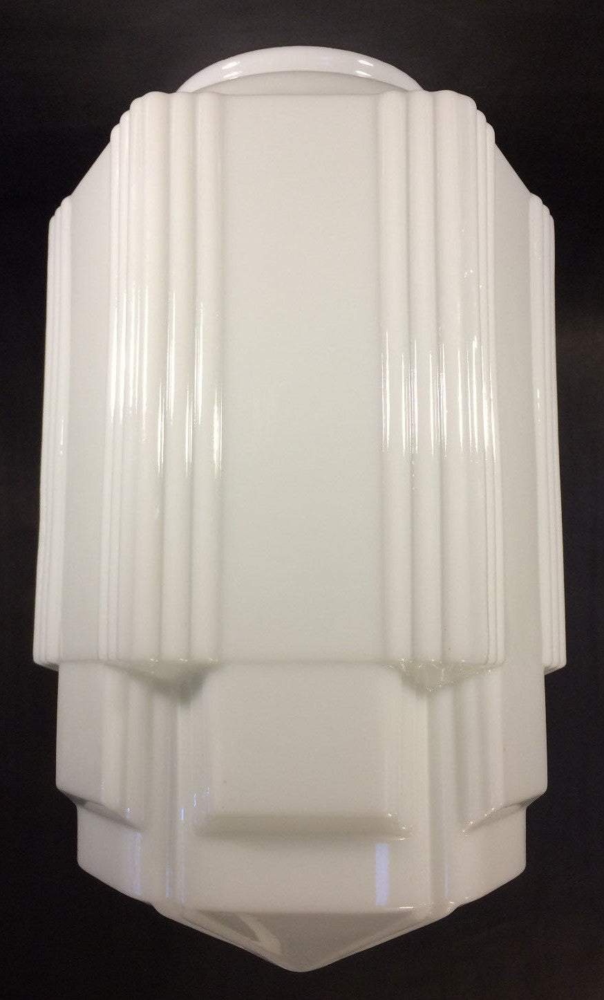 New Art Deco Pendant Shade, Opal Glass, 16 1/2" tall, 6" Lip Fitter, 12" Wide