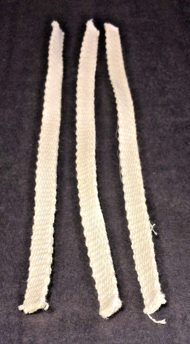3-pack -3/8" x 7" LONG COTTON #00 LAMP WICK FOR ACORN & NUTMEG BURNERS USA MADE