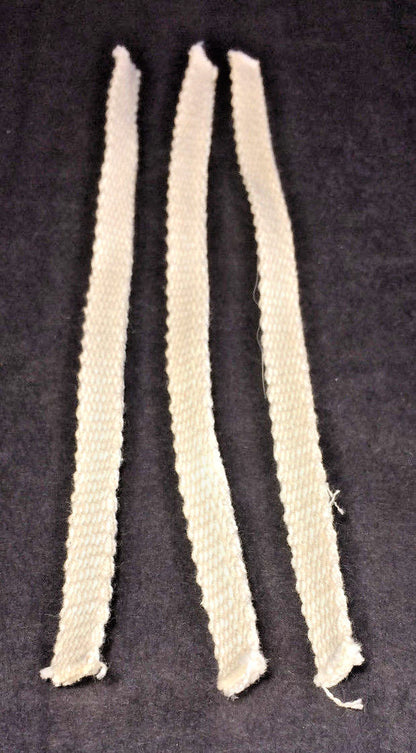 3-pack -3/8" x 7" LONG COTTON #00 LAMP WICK FOR ACORN & NUTMEG BURNERS USA MADE