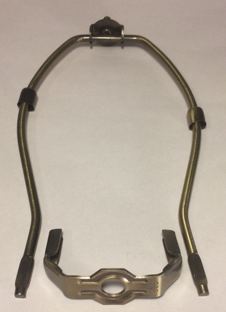 6" Heavy Duty Antique Finish Brass Lamp HARP Shade Holder + Base,  Lamp Repair