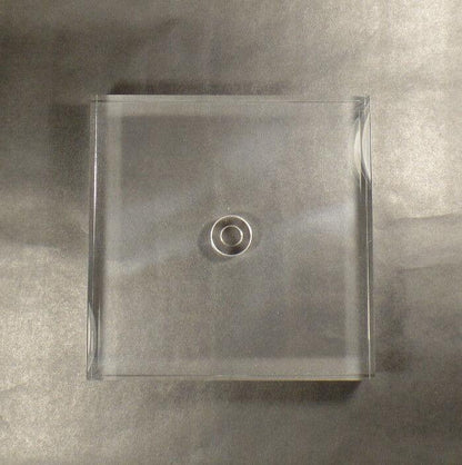 New 6" Diameter Clear Square Acrylic Lamp Base Break w/ Counter Sunk Center Hole - Stone Door Lamps