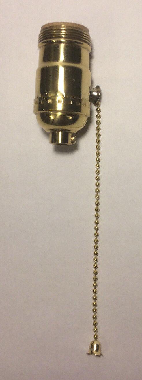 New On/Off Solid Brass Uno Pull Chain Lamp Socket Early Electric Style #SO285 - Stone Door Lamps