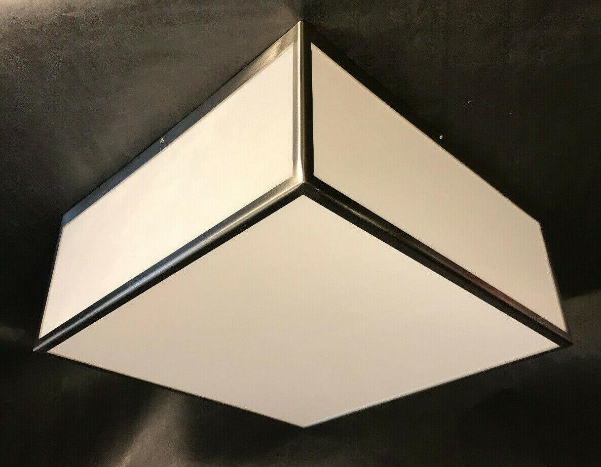 New Nuvo Lighting Crate LED 14" Brushed Nickel Flush Light Fixture Acrylic Panel - Stone Door Lamps