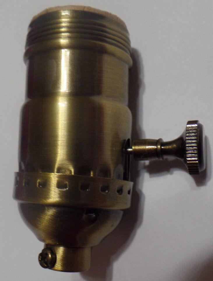 3 - way Uno Thread Antique Brass Early Electric Industrial Style Lamp Socket 270A - Stone Door Lamps