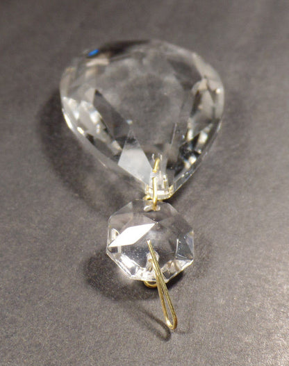 3" (76mm) Clear Glass Crystal Pendalogue Prism w/ Brass Pins Chandelier Lamp