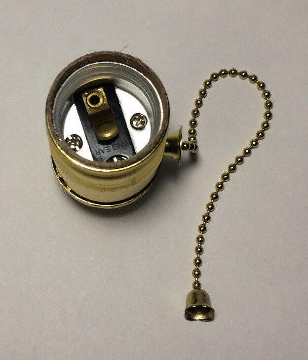 Brass Plated Pull Chain Socket for Standard Size Light Bulbs Lamp Part #320 - Stone Door Lamps