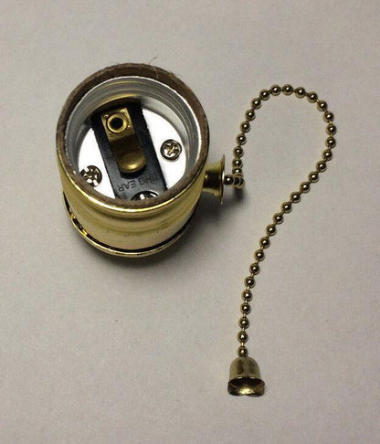 Brass Plated Pull Chain Socket for Standard Size Light Bulbs Lamp Part #320 - Stone Door Lamps