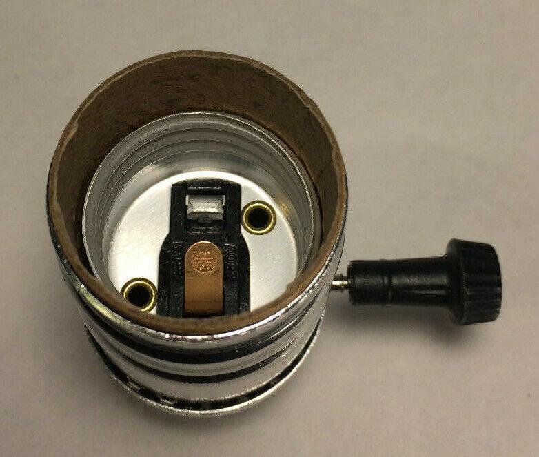New 3 - Way Nickel Finish Medium Base Turn Knob Lamp Socket SO346N - Stone Door Lamps