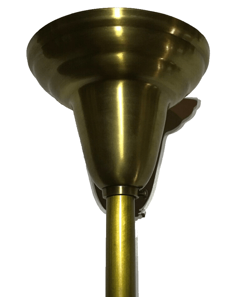 New Brass Pendant Fixture W/ 6" Shade Holder, Antique Brass Finish, 27" Drop Max - Stone Door Lamps