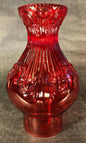 New 3" x 8 1/2" Ruby Embossed Glass Princess Feather Lamp Chimney, F/ #2 burner