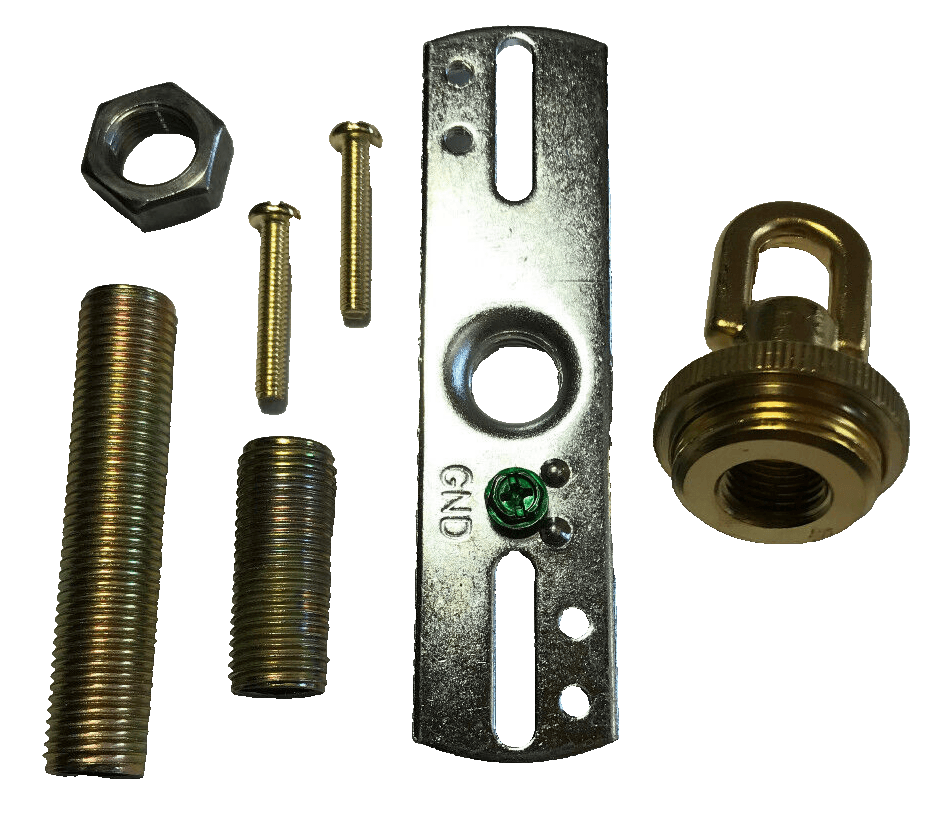 New Unfinished Brass Ceiling Canopy Hardware Mounting Kit With Screw Collar Loop - Stone Door Lamps