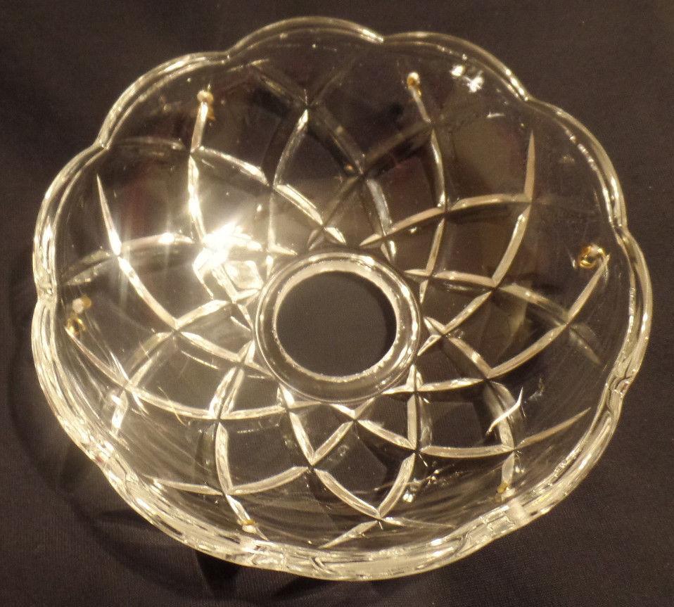 NEW 4" Pressed Glass Round Lamp Prism Chandelier Bobeche w/ 6 Brass Pins #BB906 - Stone Door Lamps
