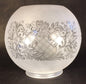 7" Satin Etched Bow & Scroll Floral Gas Oil Ball Lamp Shade- 4" Fitter BS502i