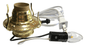 New Brass Plated #2, 3 - Terminal Electric Lamp Burner, 6' White Cord Bottom Light - Stone Door Lamps